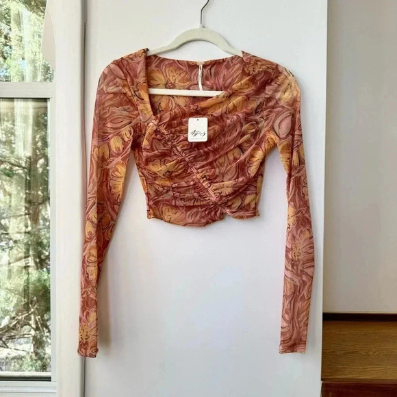 NWT Free People Supernova Set Two Piece Skirt Crop Top Long Sleeve Pink XS - Picture 13 of 17